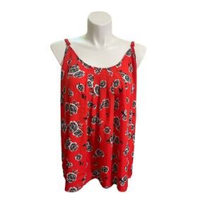 Torrid 5 Plus Size Red Floral Strappy Swing Cami Tank Top Boho Casual‎ Blouse